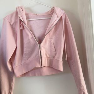 pink cropped hoodie